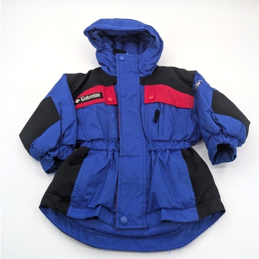 VTG 90s Columbia Tectonite Ski Jacket Boys 2/3 Toddler Blue Red Colorblock Coat